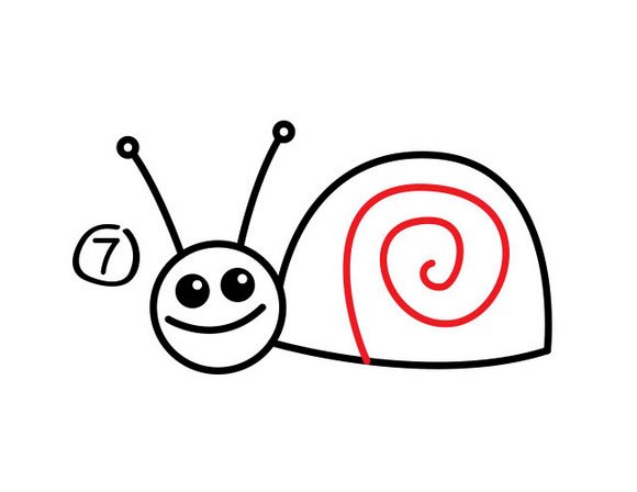 第七步：蝸牛簡(jiǎn)筆畫法步驟