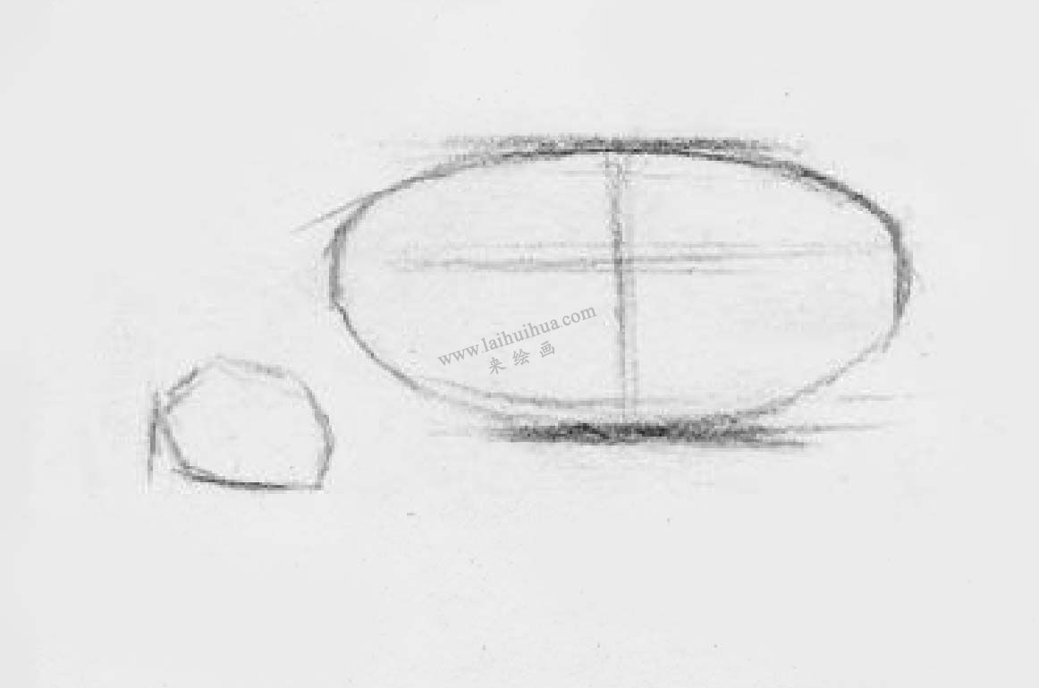 素描盤中梨 步驟一