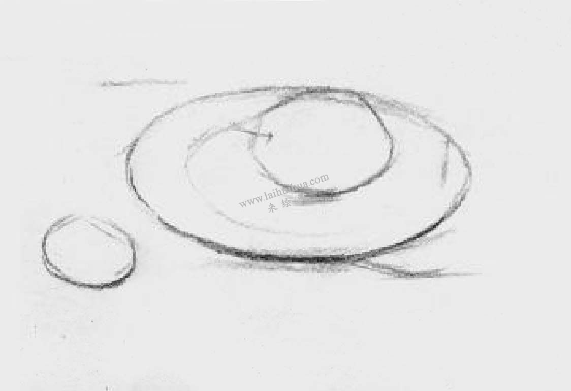 素描盤中梨 步驟二