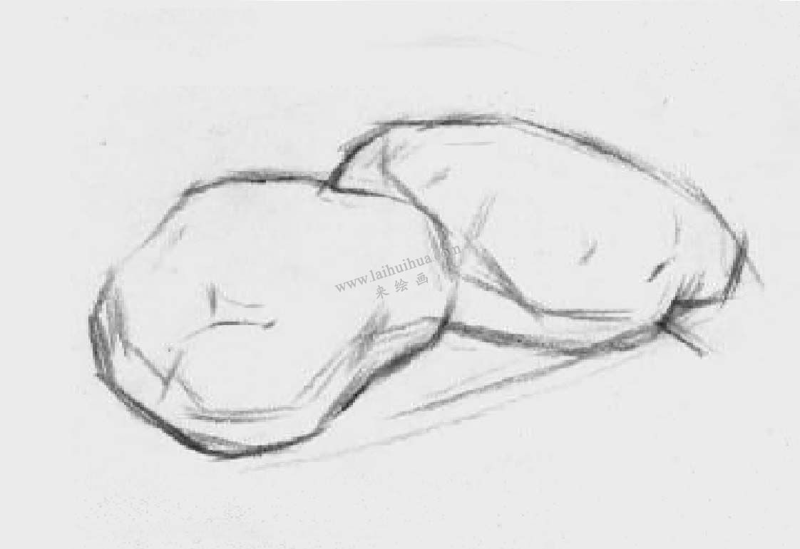 素描兩個(gè)土豆 步驟二