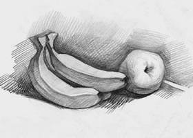 素描香蕉和蘋(píng)果