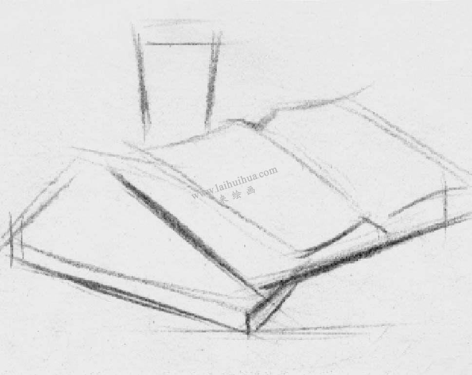 素描翻開(kāi)的書(shū)籍 步驟1