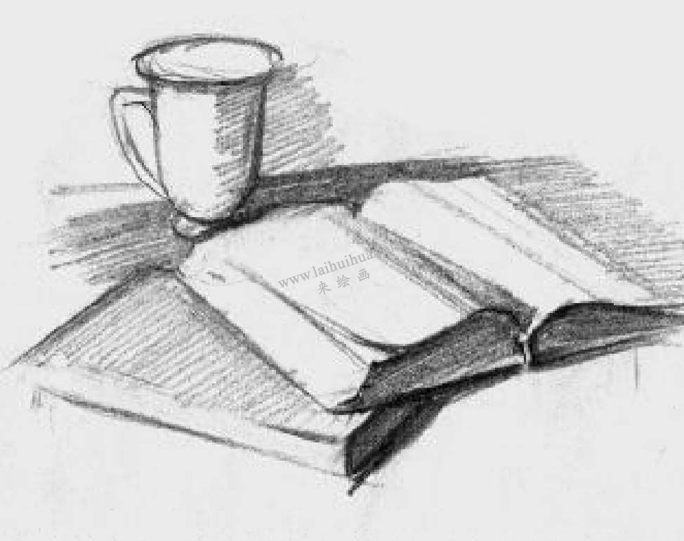 素描翻開(kāi)的書(shū)籍 步驟3