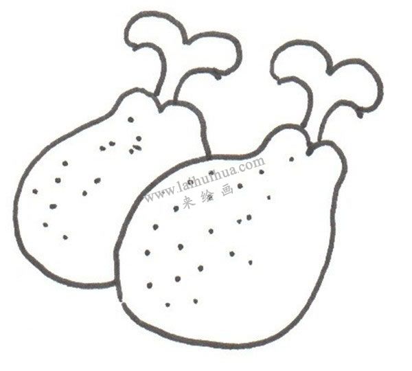 雙雞腿的卡通畫法步驟四