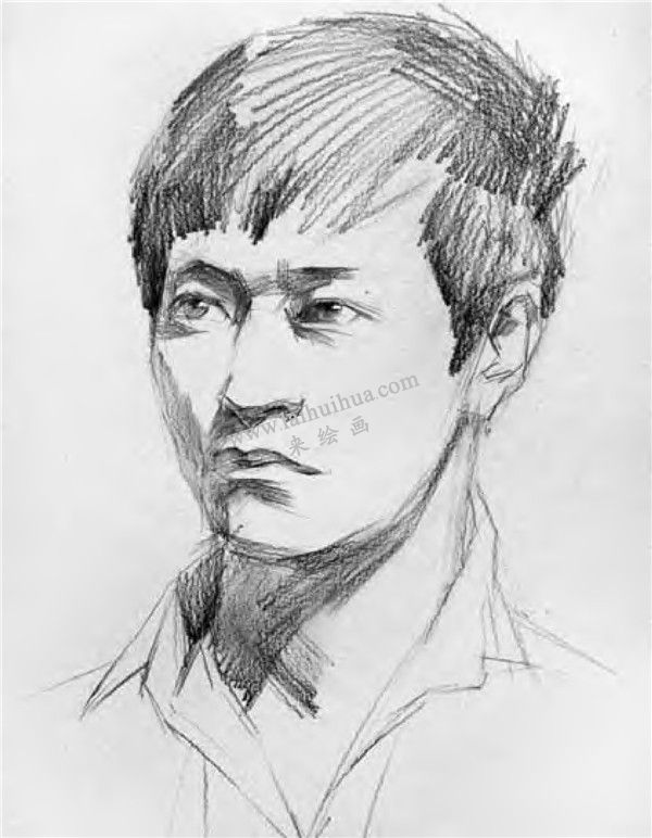 素描男性頭像寫生 步驟一