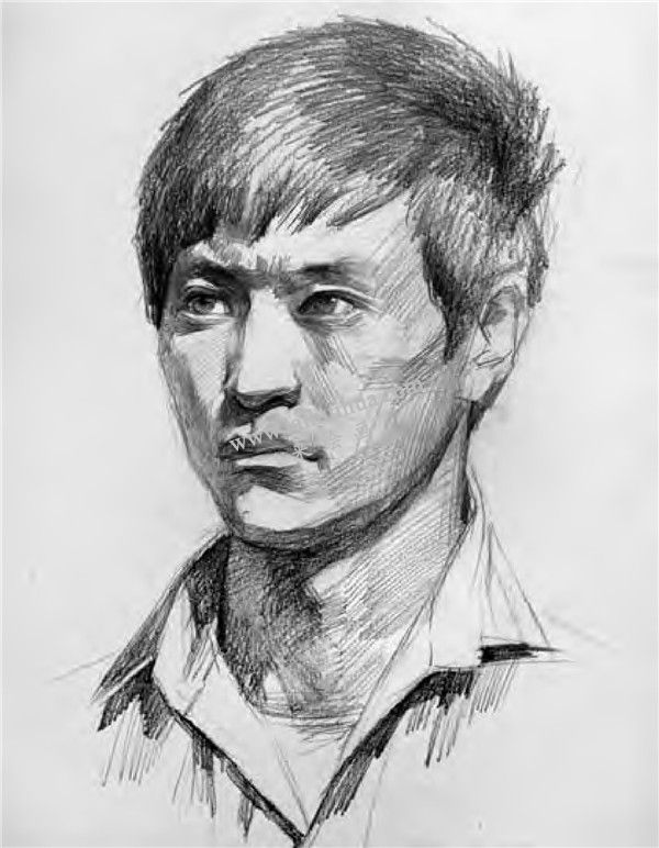 素描男性頭像寫生 步驟二