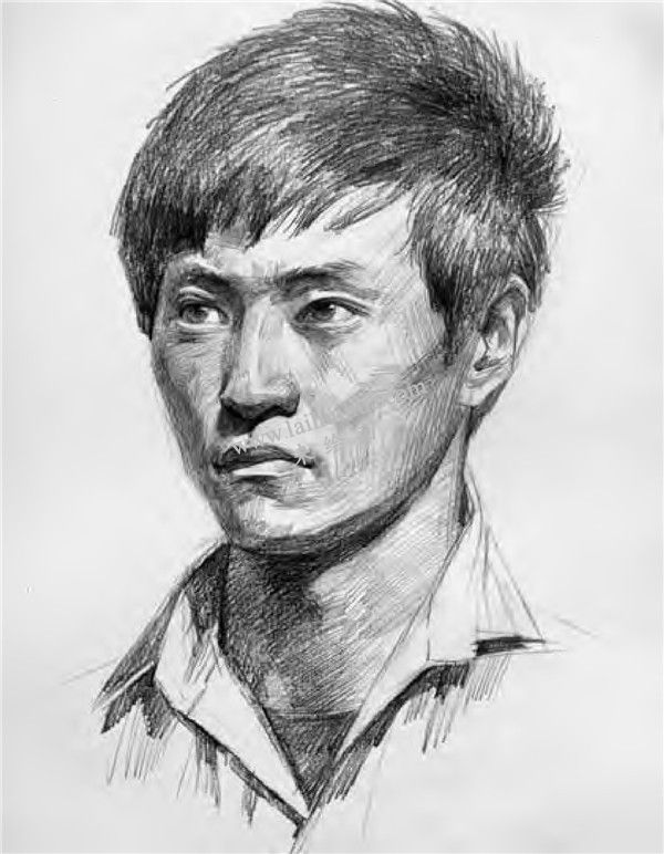 素描男性頭像寫生 步驟三