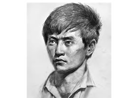 素描男性頭像寫生