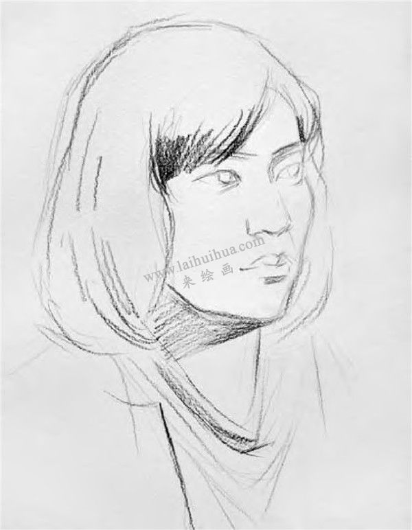 女性素描頭像寫生畫法 步驟一
