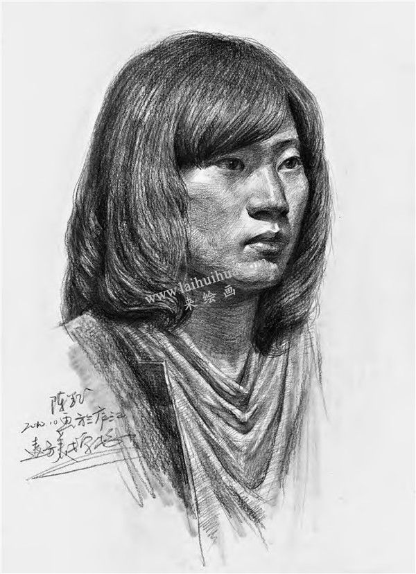 女性素描頭像寫生畫法