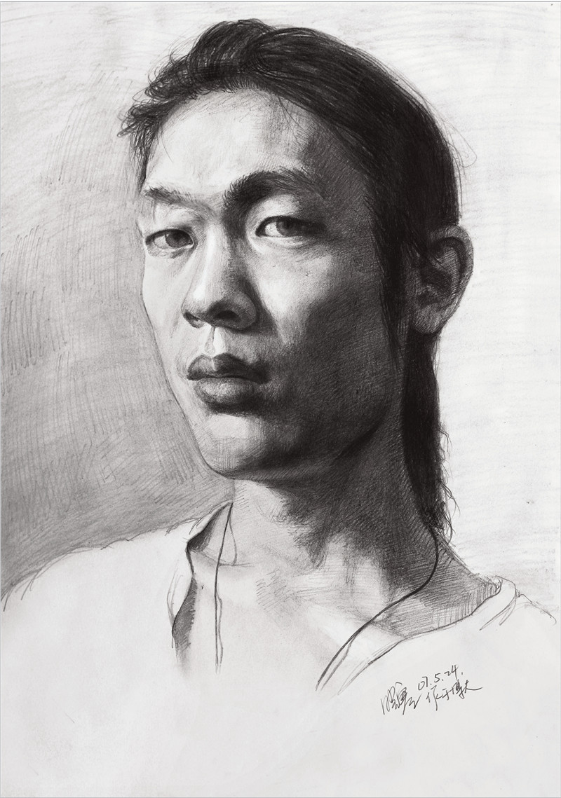 素描男青年頭像的步驟