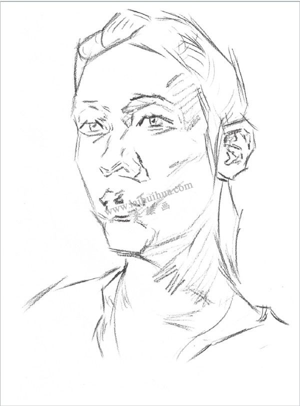 素描男青年頭像的步驟 二