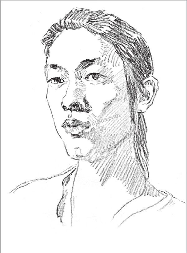 素描男青年頭像的步驟 三