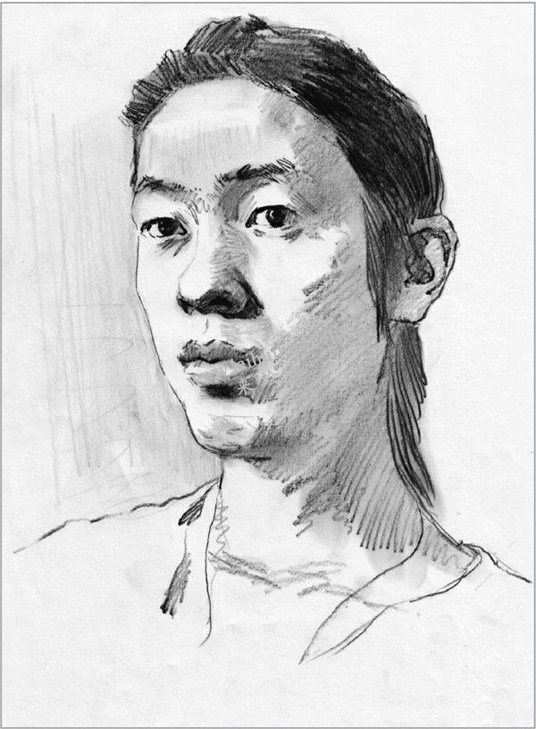 素描男青年頭像的步驟 四