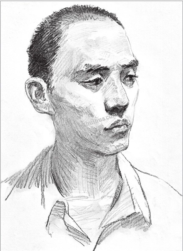 素描短發(fā)男青年頭像的繪畫步驟 四