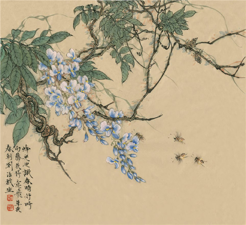 紫藤的國畫畫法