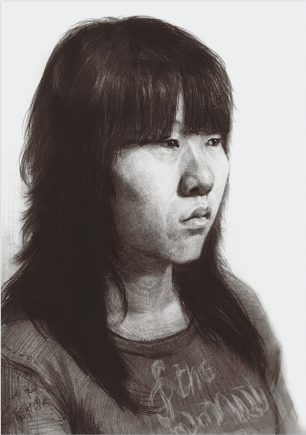  素描長(zhǎng)發(fā)女青年頭像的步驟