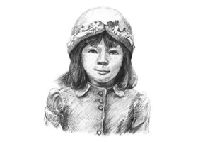 素描戴帽子的小女孩畫法步驟