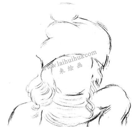素描時(shí)尚的女孩畫法步驟 二