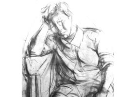 中年女性全身素描畫法步驟（王巖作品）