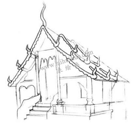 寺廟的素描繪畫方法步驟 一