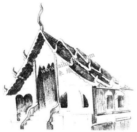 寺廟的素描繪畫方法步驟 二