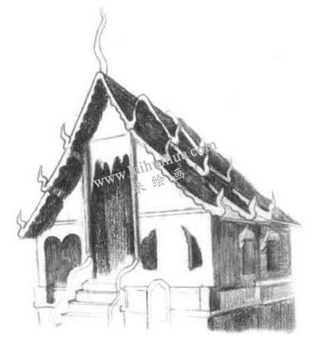 寺廟的素描繪畫方法步驟 三