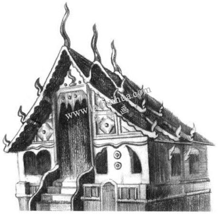 寺廟的素描繪畫方法步驟 五