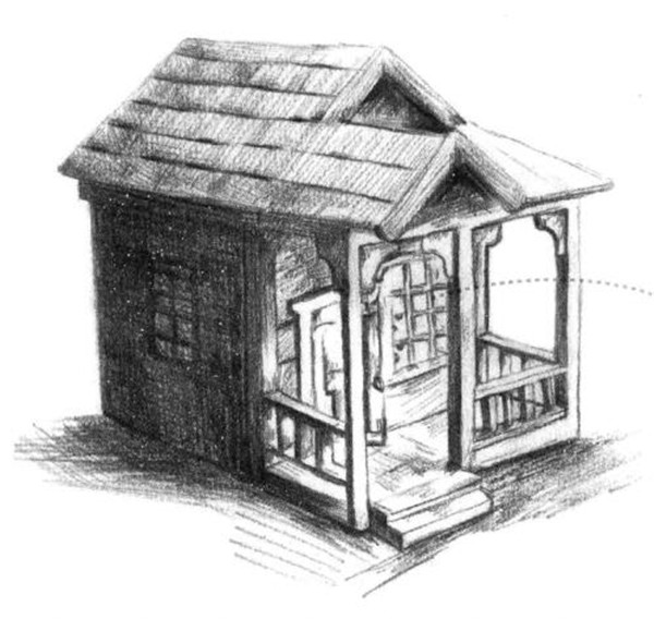 小木屋的素描繪畫方法步驟