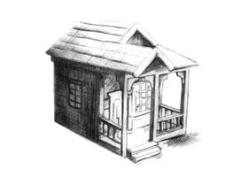 小木屋的素描繪畫方法步驟