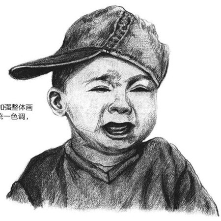 哭泣的男孩素描繪畫步驟
