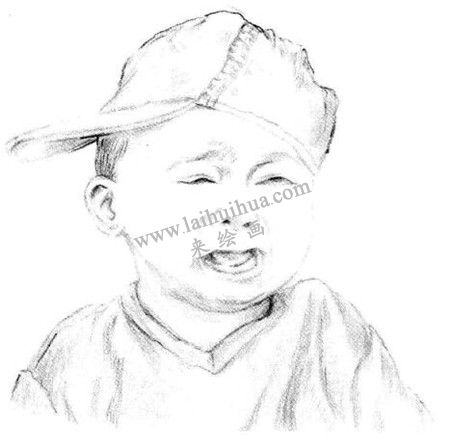 哭泣的男孩素描繪畫步驟 五