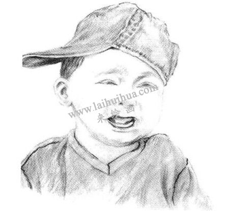 哭泣的男孩素描繪畫步驟 七
