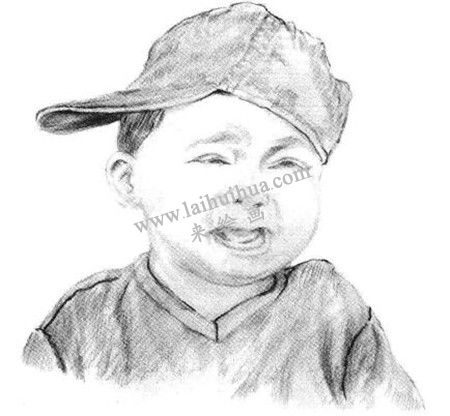 哭泣的男孩素描繪畫步驟 八