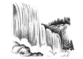 瀑布的素描方法步驟