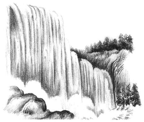 瀑布的素描方法步驟