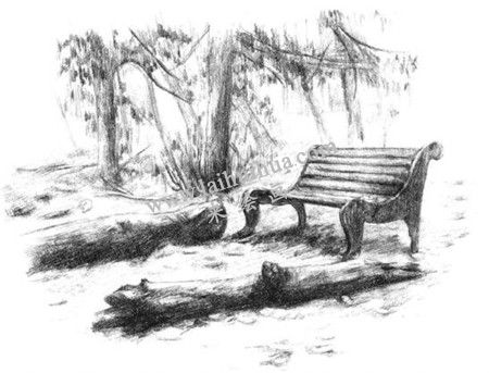 公園一角的素描繪畫方法步驟 九