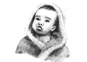 素描雙眼皮男嬰的繪畫方法步驟
