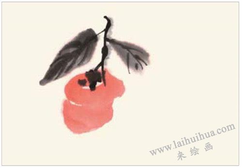 柿子和櫻桃的國畫畫法 步驟一