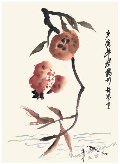 石榴的國畫畫法 步驟四