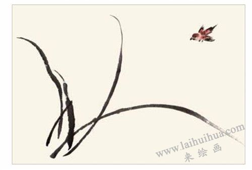 蘭花的國畫畫法 步驟二