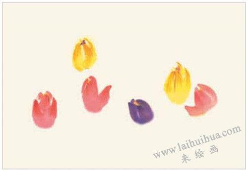 郁金香的國畫畫法 步驟一