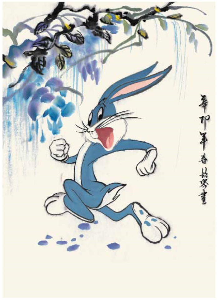 調(diào)皮兔八哥的國畫畫法