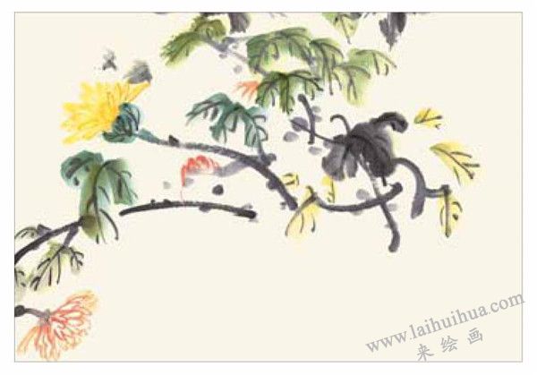 秋菊的國(guó)畫(huà)畫(huà)法  步驟三