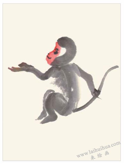 小猴祝壽國(guó)畫(huà)畫(huà)法  步驟二