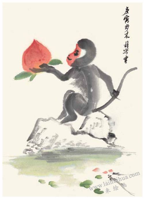 小猴祝壽國(guó)畫(huà)畫(huà)法  步驟四