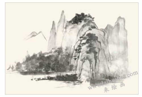 山水如畫國(guó)畫畫法 步驟二