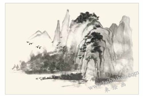 山水如畫國(guó)畫畫法  步驟三