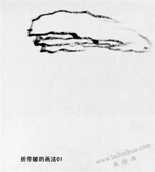 折帶皴的畫法  步驟一