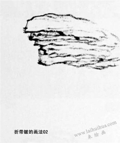 折帶皴的畫法  步驟二